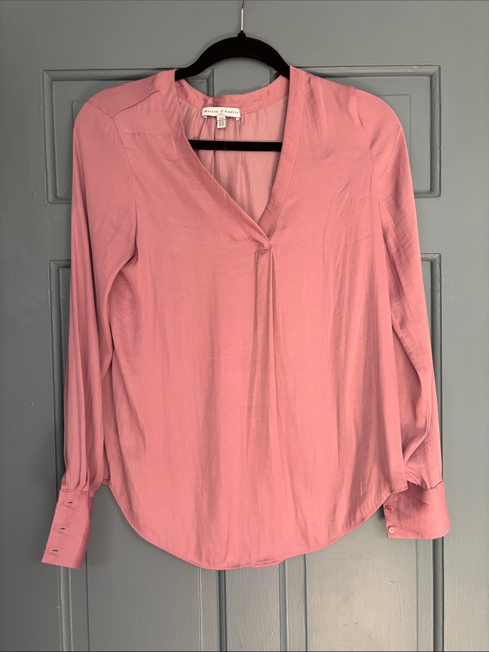 Vince Camuto Dusty Rose V-Neck Long Sleeve Blouse